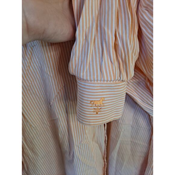 Donald Ross Orange and White‎ Striped Button Up Shirt Size XL - Picture 6 of 7